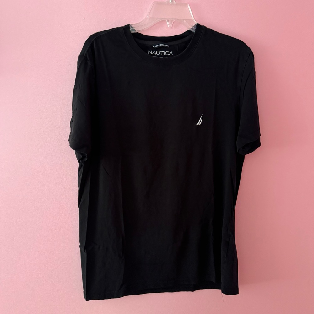 Nautica Black Short Sleeve Tee Classic Crew Neck